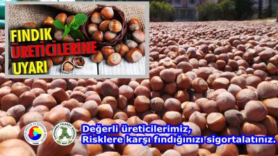 Değerli Üreticilerimiz, Risklere Karşı Fındığınızı Sigortalatınız